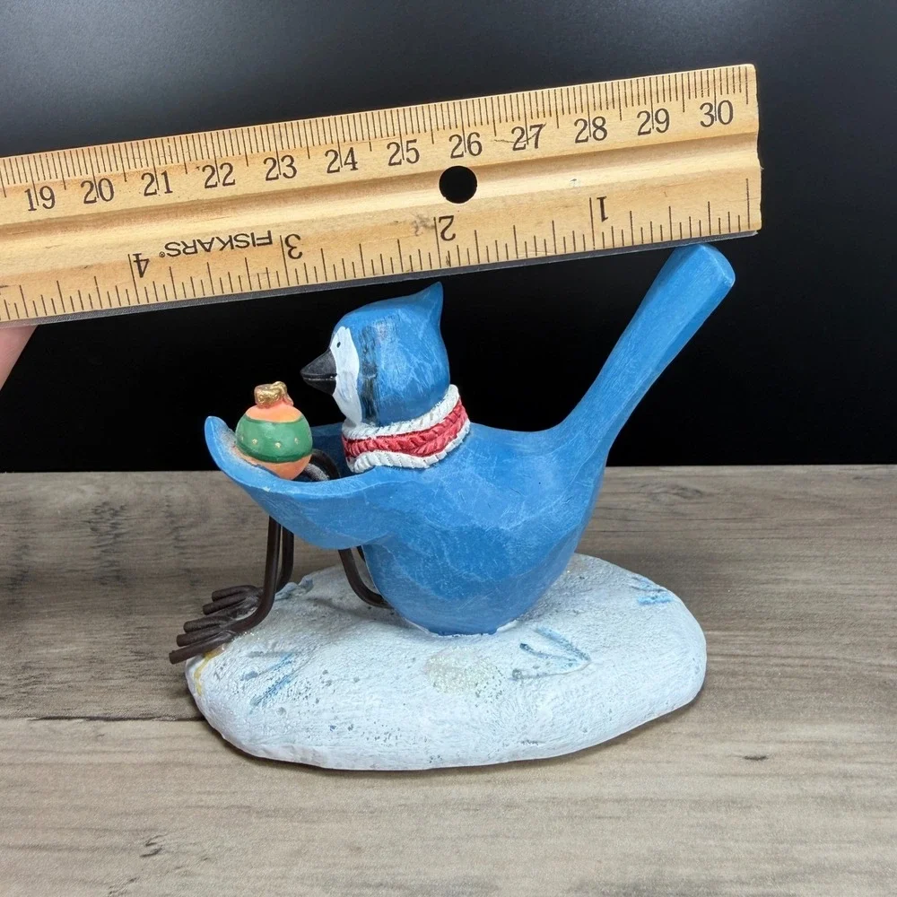Russ Berrie Merrily We‎ Tweet Along Blue Jay Bird Figurine Winter Scarf 13259